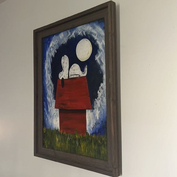 Vintage Snoopy oil painting | 1978 | Artist: Pierrete - Picture 3 of 11
